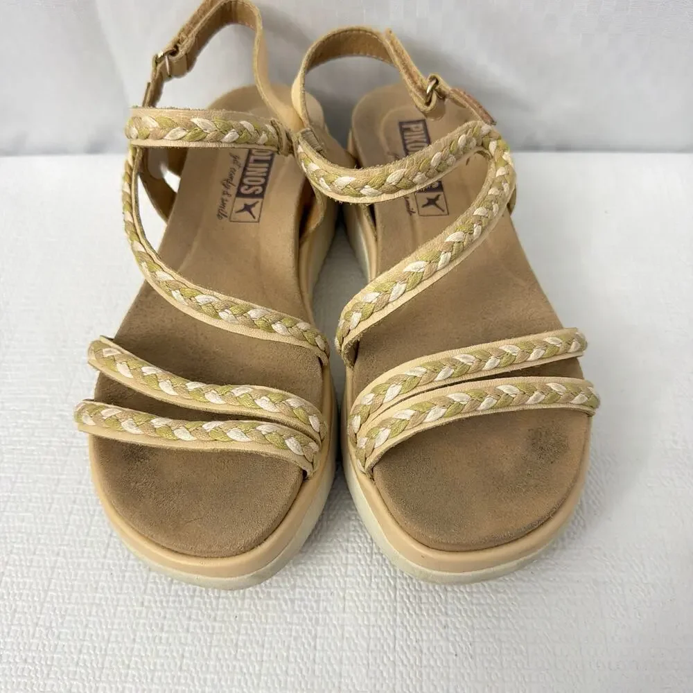 Pikolinos Palma Sandals Womens 7 Braided Strappy Platform Ankle Strap Comfort - Picture 3 of 13